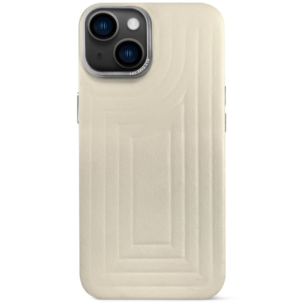 Check and Leather iPhone 14 Pro Case in Archive Beige